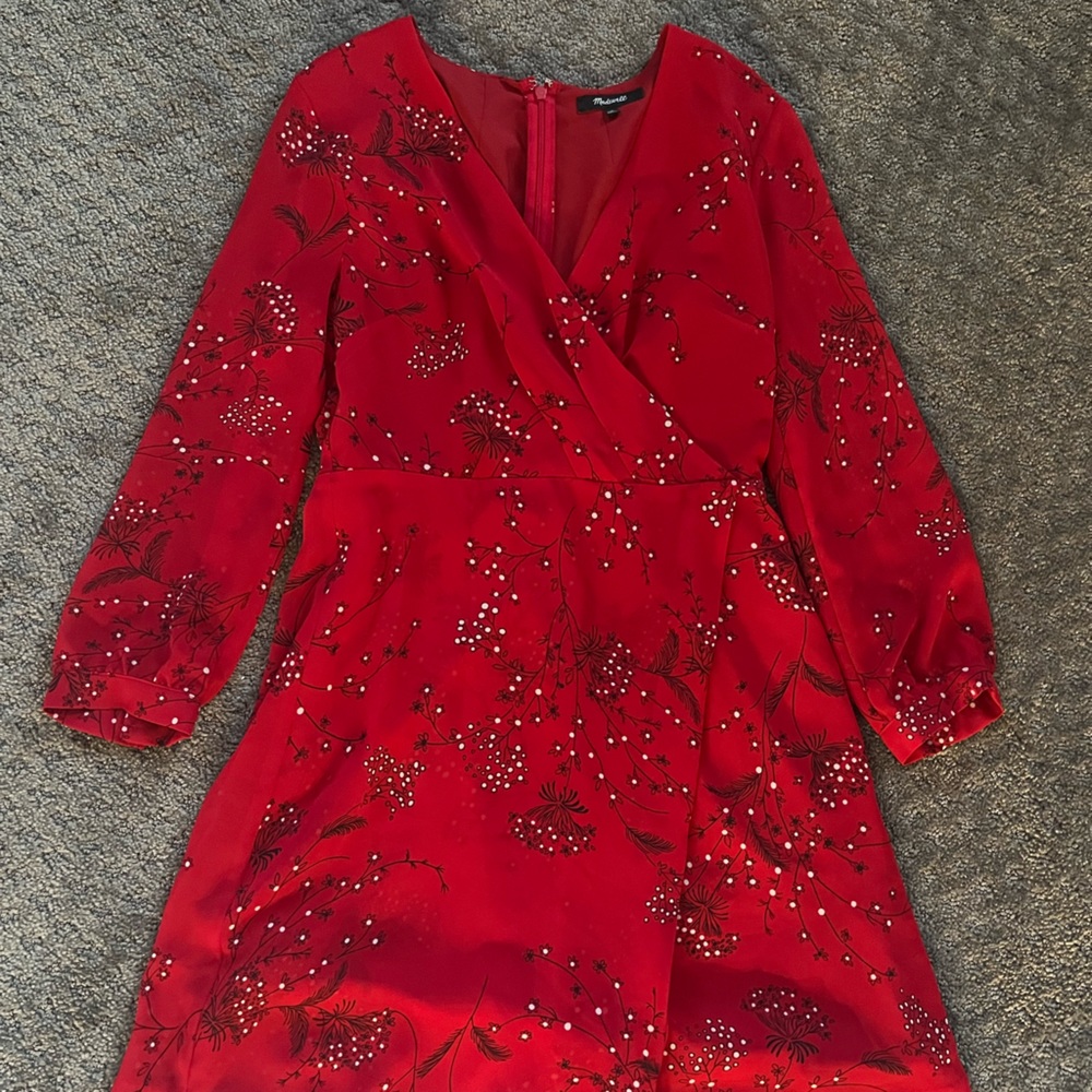 Red floral madewell dress